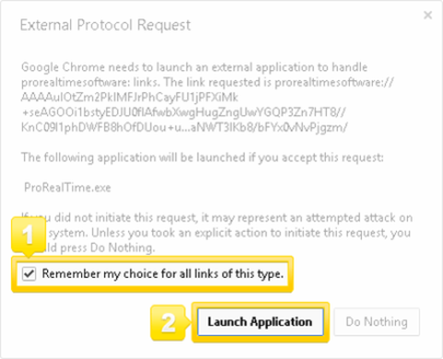 Launch ProRealTime with Google Chrome